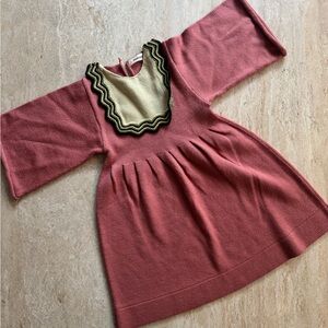 Misha & Puff Chevron Bib Dress in Rosewood